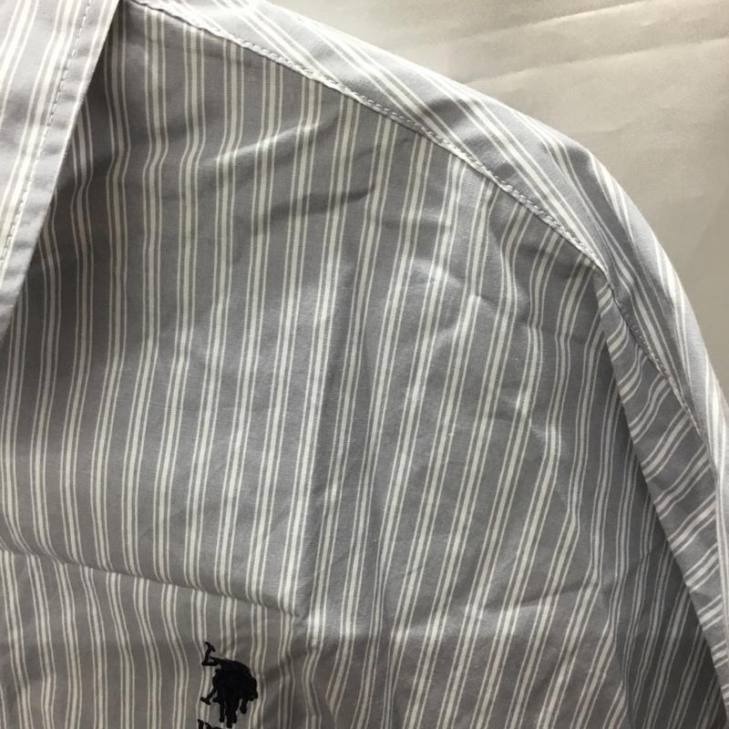 ユーエスポロアッスン U.S.POLO ASSN. シャツ、ブラウス 半袖 SH787 MONO-MART別注 ワンポイント刺繍 XL ストライプ 白 / ホワイト / X 灰 / グレー /  メンズ USED 古着 中古 10117785