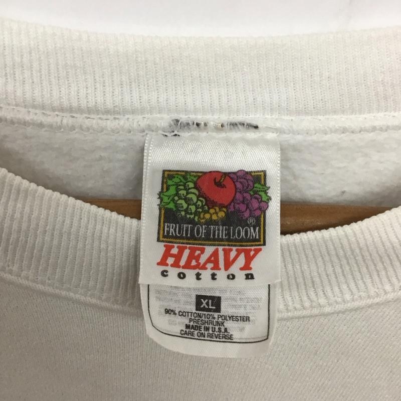 フルーツオブザルーム FRUIT OF THE LOOM トレーナー 長袖 長袖トレーナー スウェット クルーネック プルオーバー 90s usa製 XL プリント 白 / ホワイト /  メンズ USED 古着 中古 10132924