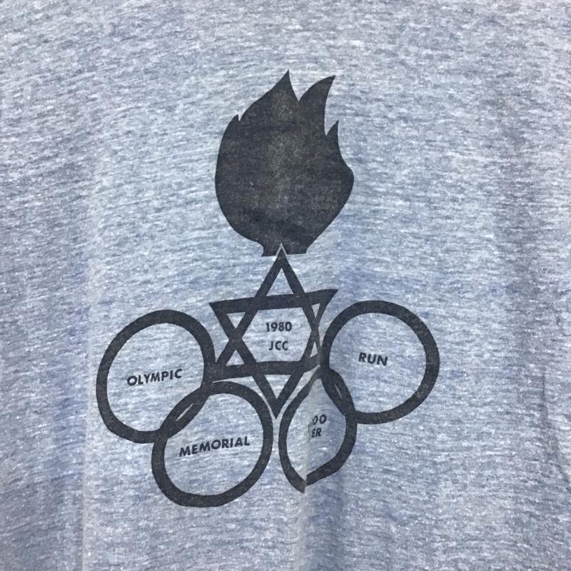 ヘインズ HANES Tシャツ 半袖 半袖カットソー プリントTシャツ クルーネックカットソー 80s 三角タグ M プリント 青 / ブルー /  メンズ USED 古着 中古 10133287