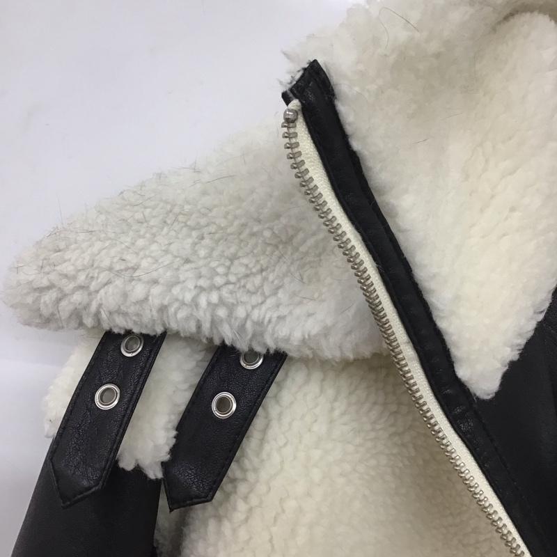 ジェイダ GYDA ジャケット、上着 ジャンパー、ブルゾン BIGカラーワイドリブ B-3ジャケット 072250150001-01 FREE 無地 白 / ホワイト / X 黒 / ブラック /  レディース USED 古着 中古 10139973