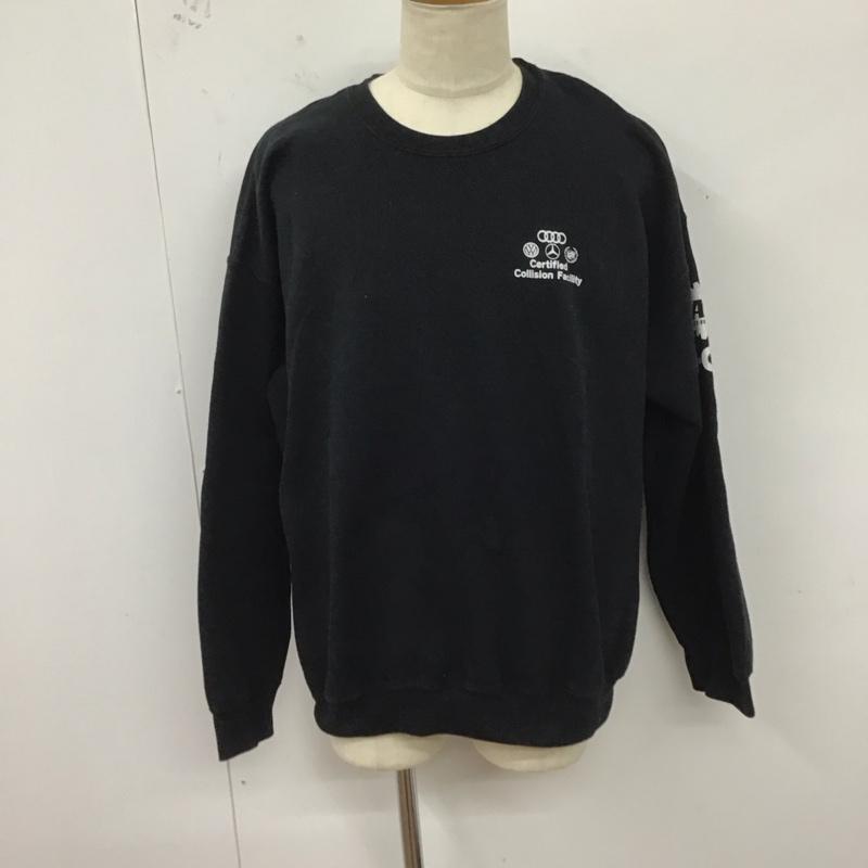 古着 USED トレーナー 長袖 長袖トレーナー スウェット クルーネック リブスウェットカットソー XL ロゴ、文字 黒 / ブラック /  メンズ USED 古着 中古 10124709