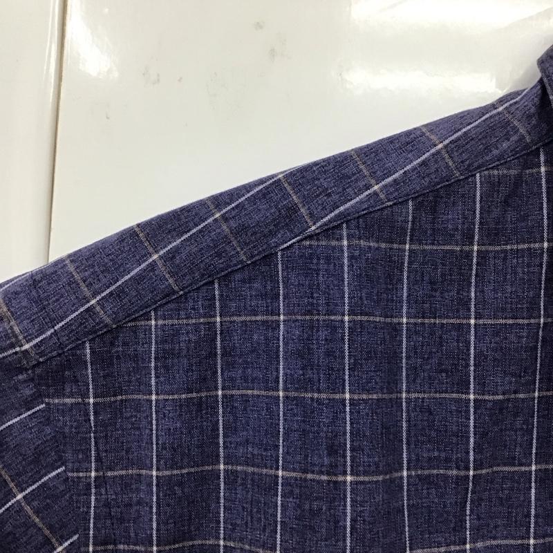 ランバン LANVIN シャツ、ブラウス 半袖 半袖シャツ チェックシャツ カラーシャツ M チェック インディゴ / インディゴ /  メンズ USED 古着 中古 10131164