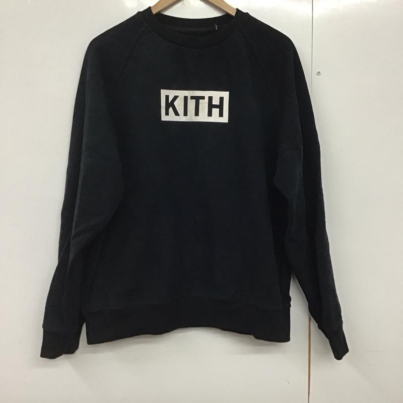 キス KITH トレーナー 長袖 長袖トレーナー スウェット クルーネック プルオーバー L ロゴ、文字 黒 / ブラック /  メンズ USED 古着 中古 10140833