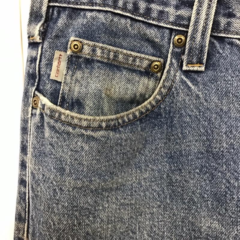 カーハート Carhartt パンツ デニム、ジーンズ デニムパンツ ストレートパンツ ワイドパンツ カジュアルパンツ 30インチ ロゴ、文字 インディゴ / インディゴ /  メンズ USED 古着 中古 10119123