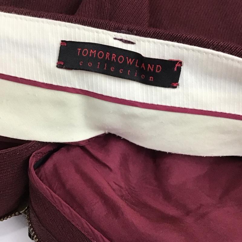 トゥモローランド TOMORROWLAND パンツ スラックス 14-04-14-04002 ギャバリーカルゼ セミフレアクロップドパンツ 36 無地 ボルドー / ボルドー /  レディース USED 古着 中古 10118747