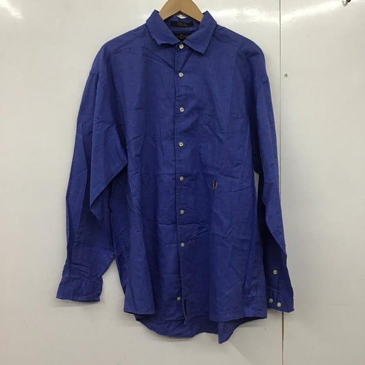 トミーヒルフィガー TOMMY HILFIGER シャツ、ブラウス 長袖 長袖シャツ 総柄シャツ カラーシャツ 刺繍シャツ L ロゴ、文字 青 / ブルー /  メンズ USED 古着 中古 10140707