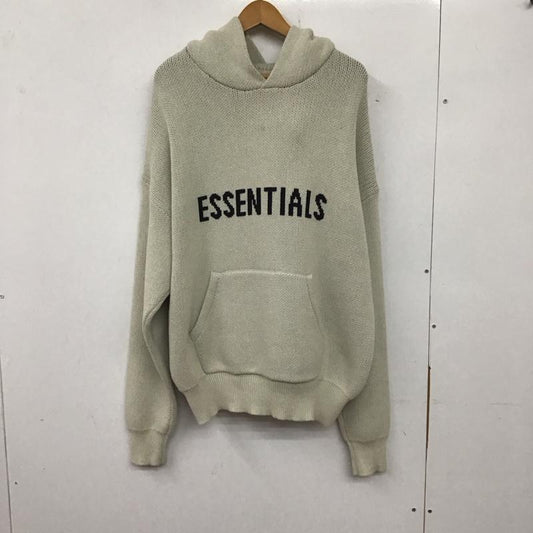 エッセンシャルズ ESSENTIALS パーカー 長袖 長袖ニットパーカー プルオーバーニット M ロゴ、文字 灰 / グレー /  メンズ USED 古着 中古 10134965