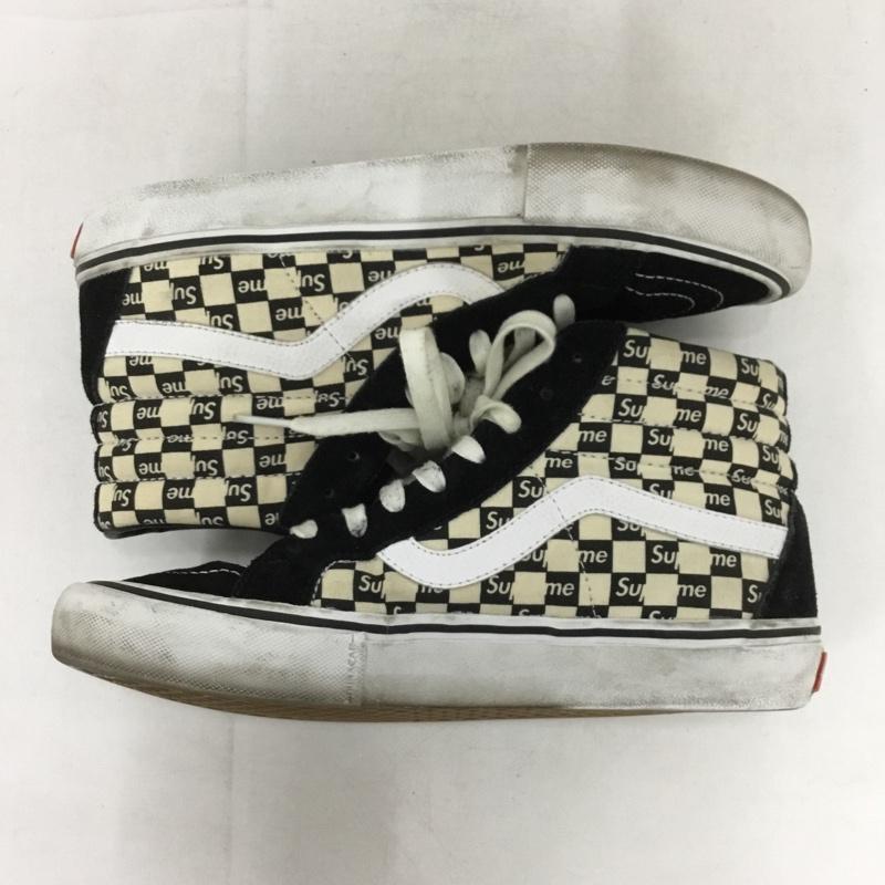 バンズ VANS スニーカー スニーカー 721454 ハイカット Sk8-Hi Supreme 16AW Checker Logo 27cm 27.0cm ロゴ、文字 黒 / ブラック / X 白 / ホワイト /  メンズ USED 古着 中古 10150973