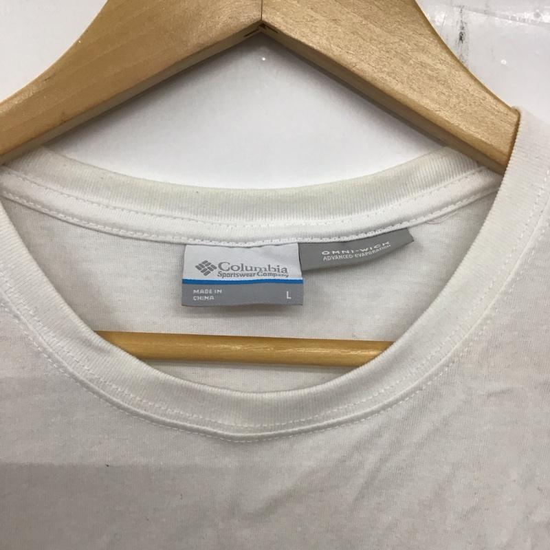 コロンビア Columbia Tシャツ 半袖 116 pu2055 半袖Tシャツ クルーネック ポケットTシャツ L ロゴ、文字 白 / ホワイト /  メンズ USED 古着 中古 10133354
