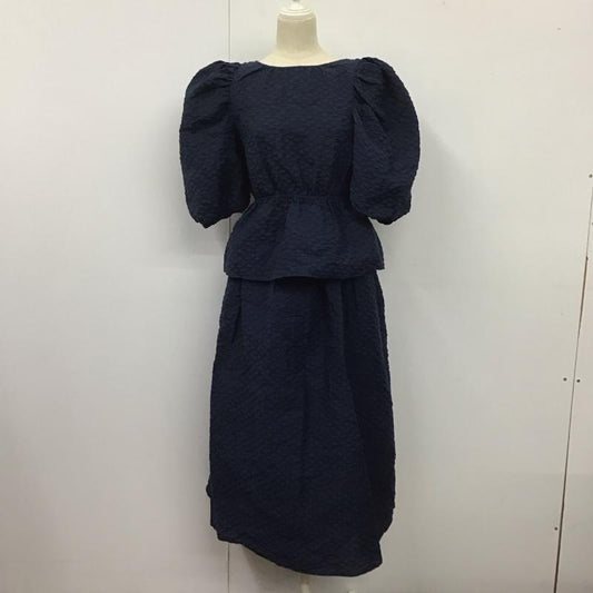 ザラ ZARA セットアップ セットアップ パフスリーブトップス ボリュームスカート M 無地 紺 / ネイビー /  レディース USED 古着 中古 10138680