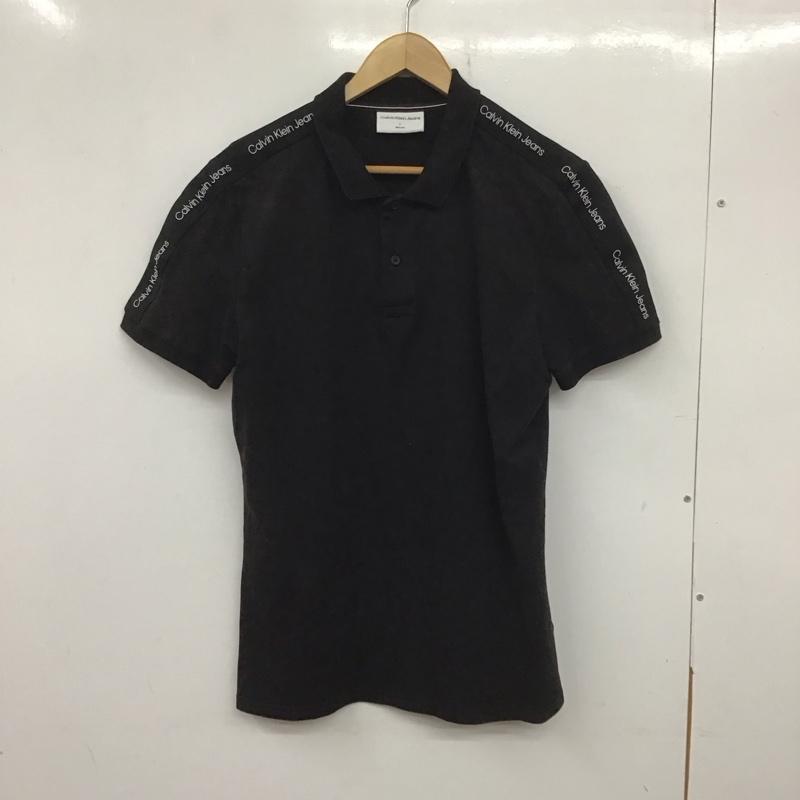 カルヴァン クライン ジーンズ Calvin Klein Jeans ポロシャツ 半袖 半袖ポロシャツ カラーシャツ 半袖カットソー L ロゴ、文字 黒 / ブラック /  メンズ USED 古着 中古 10139876