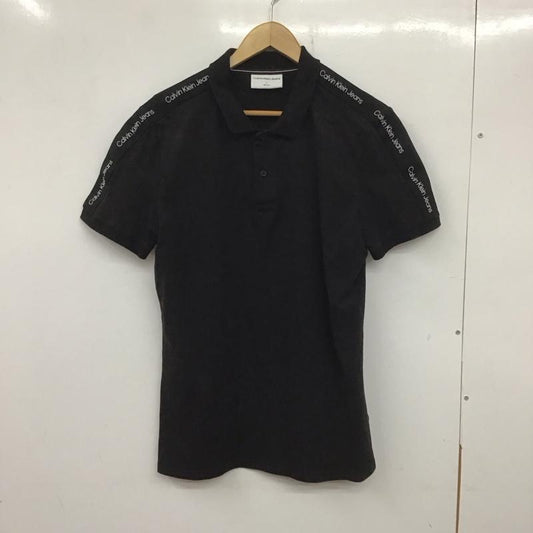 カルヴァン クライン ジーンズ Calvin Klein Jeans ポロシャツ 半袖 半袖ポロシャツ カラーシャツ 半袖カットソー L ロゴ、文字 黒 / ブラック /  メンズ USED 古着 中古 10139876