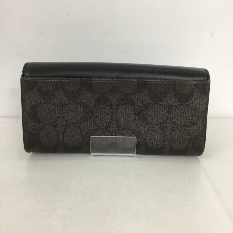 コーチ COACH 財布 長財布 シグネチャー ロゴ、文字 黒 / ブラック / X 茶 / ブラウン /  レディース USED 古着 中古 10143649