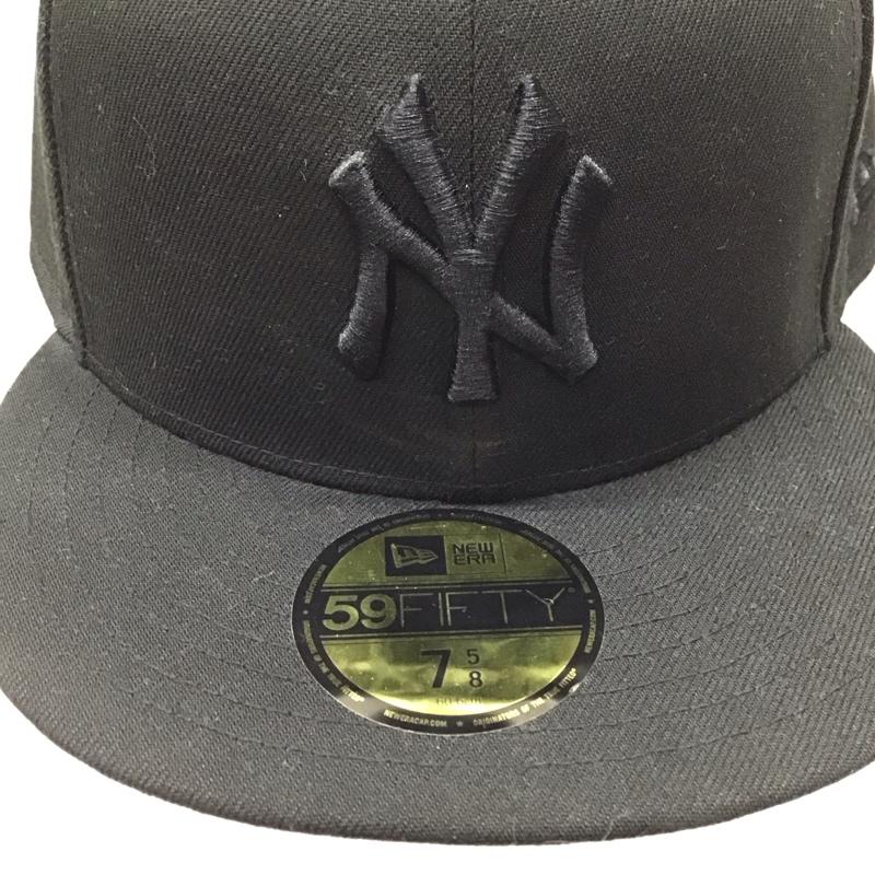 ニューエラ NEW ERA 帽子 キャップ NY ニューヨーク ヤンキース 59FIFTY タグ付き ロゴ、文字 黒 / ブラック /  メンズ USED 古着 中古 10122536