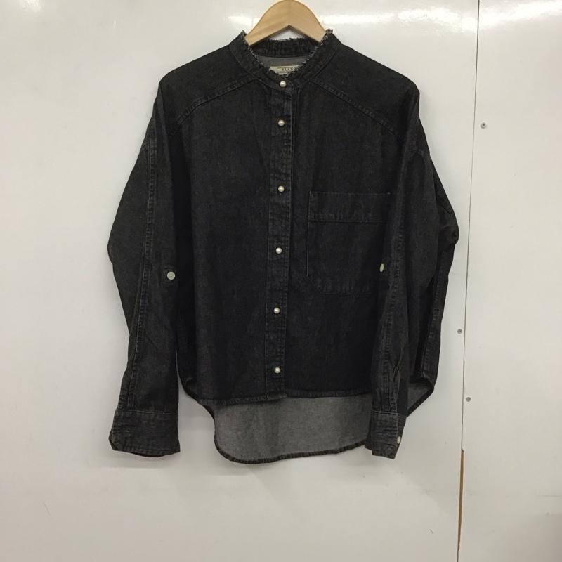 ブランク BLANK シャツ、ブラウス 長袖 長袖シャツ 無地シャツ ノーカラーシャツ 38 無地 黒 / ブラック /  レディース USED 古着 中古 10132937