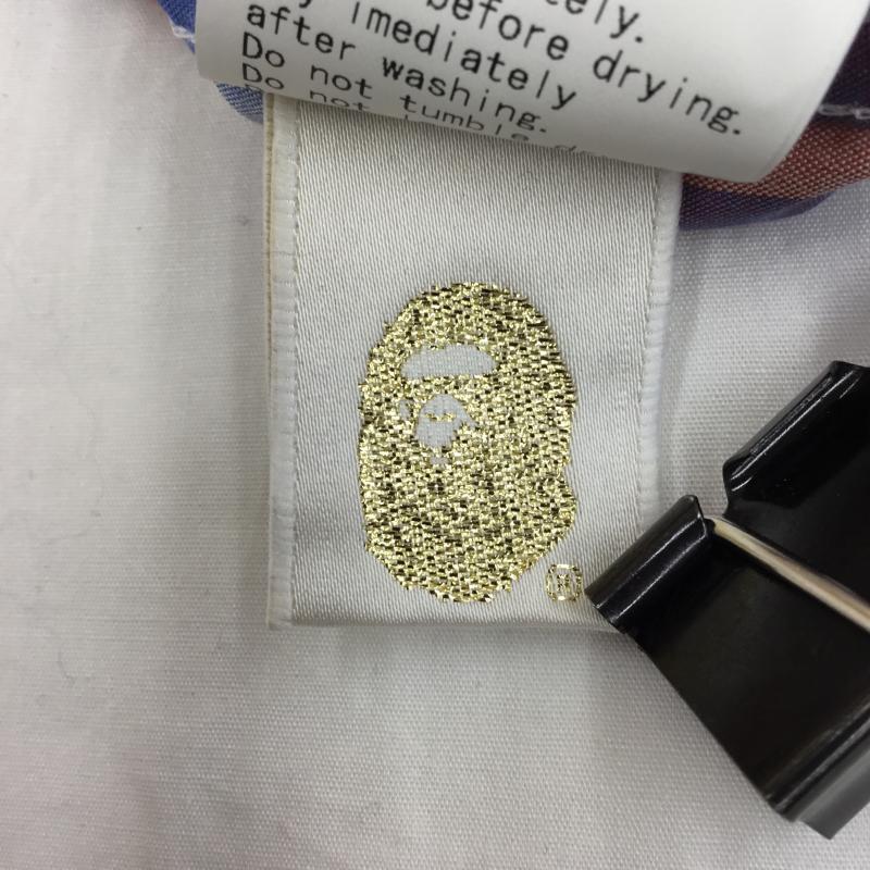 アベイシングエイプ A BATHING APE シャツ、ブラウス 半袖 S チェック 白 / ホワイト / X 赤 / レッド / X 水色 / ライトブルー /  メンズ USED 古着 中古 10127965