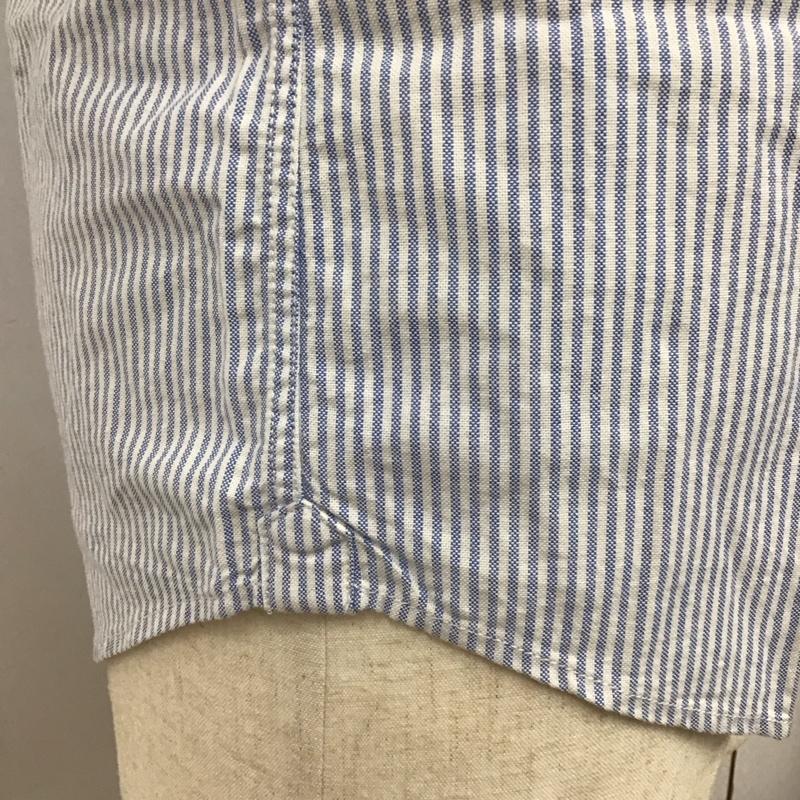 ニューヨーカー NEWYORKER シャツ、ブラウス 長袖 ボタンダウン コットン M ストライプ 白 / ホワイト / X 水色 / ライトブルー /  メンズ USED 古着 中古 10116829