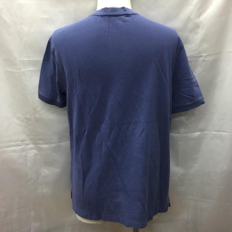 ポロラルフローレン POLO RALPH LAUREN Tシャツ 半袖 半袖カットソー 刺繍Tシャツ ヘンリーネックカットソー ノーカラーポロシャツ M ロゴ、文字 青 / ブルー /  メンズ USED 古着 中古 10108702