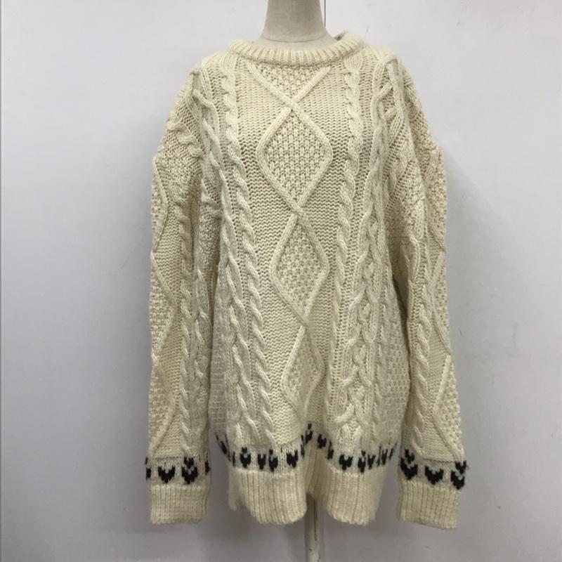 ザラ ZARA ニット、セーター 長袖 6771 313 712 ローゲージ XL  アイボリー / アイボリー / X 黒 / ブラック /  レディース USED 古着 中古 10119609