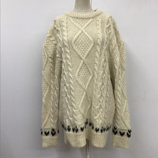 ザラ ZARA ニット、セーター 長袖 6771 313 712 ローゲージ XL  アイボリー / アイボリー / X 黒 / ブラック /  レディース USED 古着 中古 10119609
