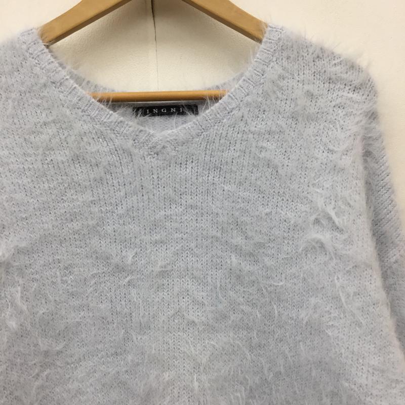 イング INGNI ニット、セーター 長袖 174-942051-01 M 無地 水色 / ライトブルー /  レディース USED 古着 中古 10142219