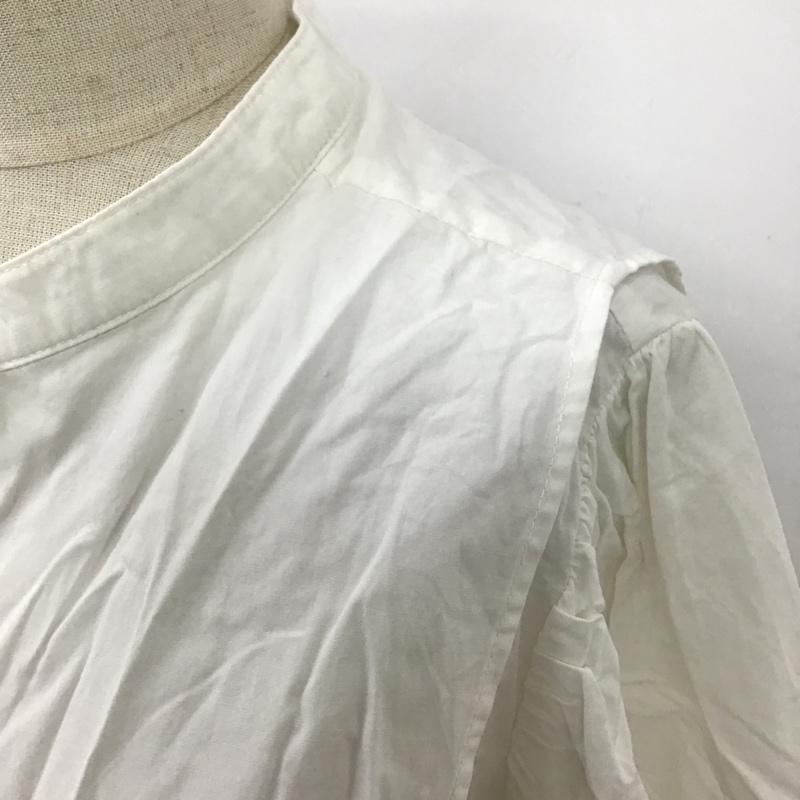 アルシーヴ archives シャツ、ブラウス 長袖 ar211007 65 ペプラム付きコットンブラウス 長袖シャツ ノーカラーシャツ M 無地 白 / ホワイト /  レディース USED 古着 中古 10105950