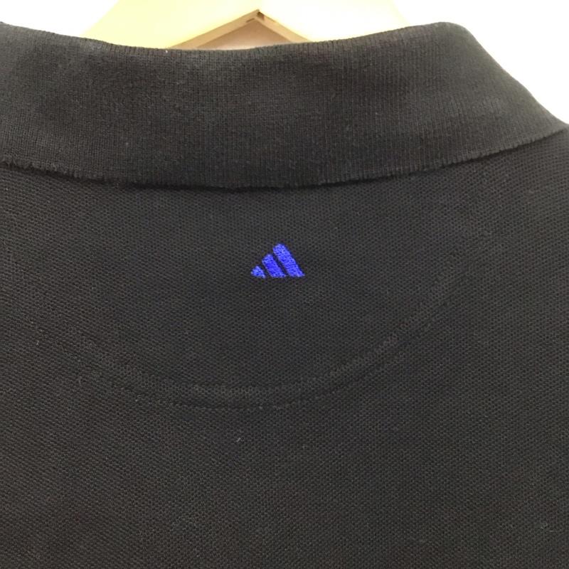 アディダス adidas ポロシャツ 長袖 半袖ポロシャツ 半袖カットソー カラーシャツ L ロゴ、文字 黒 / ブラック /  メンズ USED 古着 中古 10130638