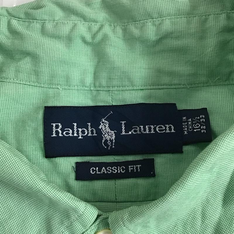 ラルフローレン RALPHLAUREN シャツ、ブラウス 長袖 長袖シャツ カジュアルシャツ カラーシャツ ボタンダウンシャツ ロゴ、文字 緑 / グリーン /  メンズ USED 古着 中古 10111649