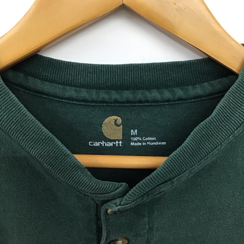 カーハート Carhartt カットソー 長袖 長袖カットソー ヘンリーネックカットソー M ロゴ、文字 緑 / グリーン /  メンズ USED 古着 中古 10149949