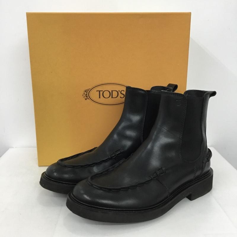 トッズ TOD S ブーツ ショートブーツ サイドゴア 81/2 箱有 ロゴ、文字 黒 / ブラック /  メンズ USED 古着 中古 10147760