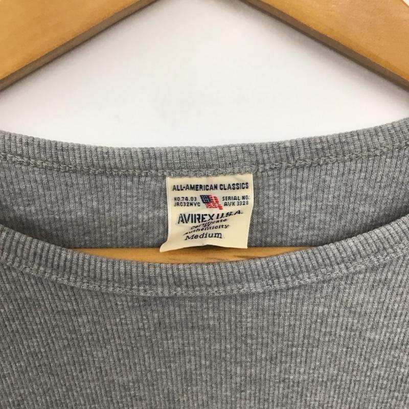 アヴィレックス AVIREX カットソー 長袖 長袖カットソー 無地カットソー クルーネック M 無地 灰 / グレー /  メンズ USED 古着 中古 10143477