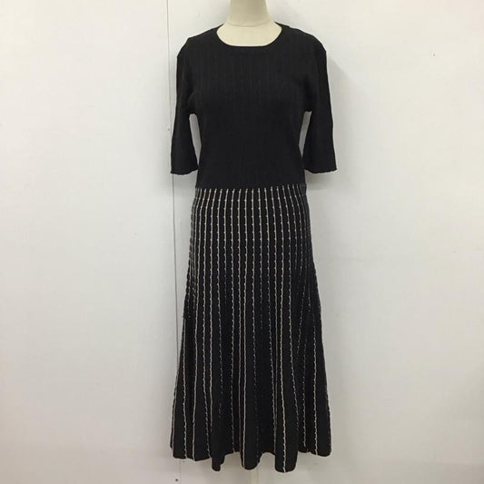トラッゾドンナ Torrazzo Donna ワンピース ロングスカート 85-3472 ニットワンピース クルーネック 五分袖 タグ付き M  黒 / ブラック / X 白 / ホワイト /  レディース USED 古着 中古 10123236
