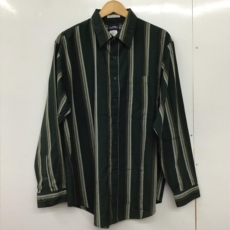 ピューリタン PURITAN シャツ、ブラウス 長袖 長袖シャツ ストライプシャツ カラーシャツ XL ストライプ カーキ / カーキ /  メンズ USED 古着 中古 10150274