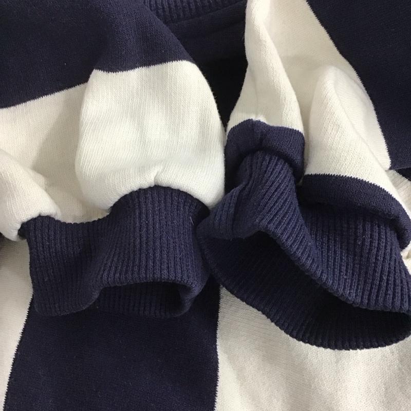 古着 USED トレーナー 長袖 長袖トレーナー スウェット クルーネック プルオーバー L ストライプ 白 / ホワイト / X 紺 / ネイビー /  メンズ USED 古着 中古 10141755