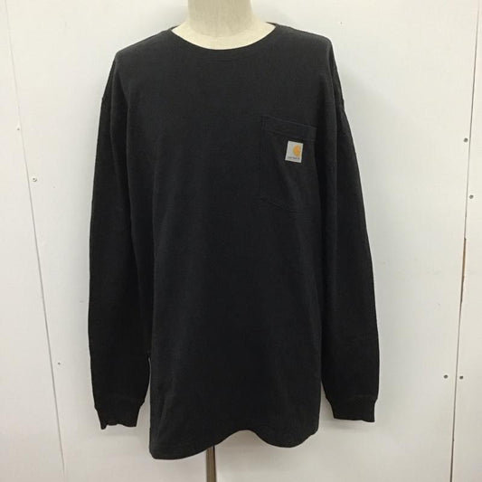 カーハート Carhartt カットソー 長袖 長袖カットソー クルーネックカットソー ロングスリーブカットソー 無地Tシャツ L ロゴ、文字 黒 / ブラック /  メンズ USED 古着 中古 10107688