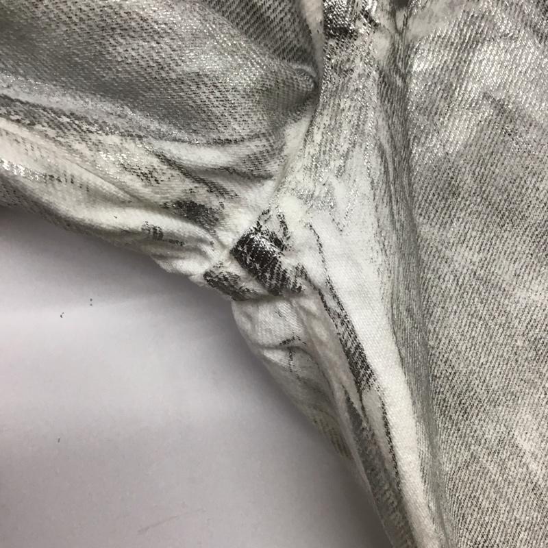 ザラ ZARA パンツ デニム、ジーンズ デニムパンツ ワイドパンツ カジュアルパンツ 36インチ 無地 白 / ホワイト / X 銀 / シルバー /  レディース USED 古着 中古 10145425