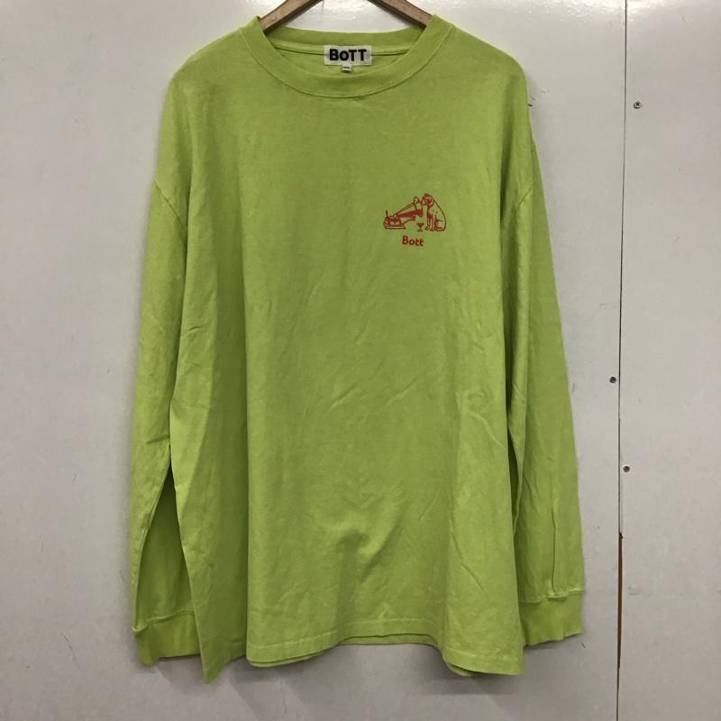 ボット BoTT カットソー 長袖 長袖カットソー プリントカットソー クルーネック XXL プリント 黄緑 / イエローグリーン /  メンズ USED 古着 中古 10137620