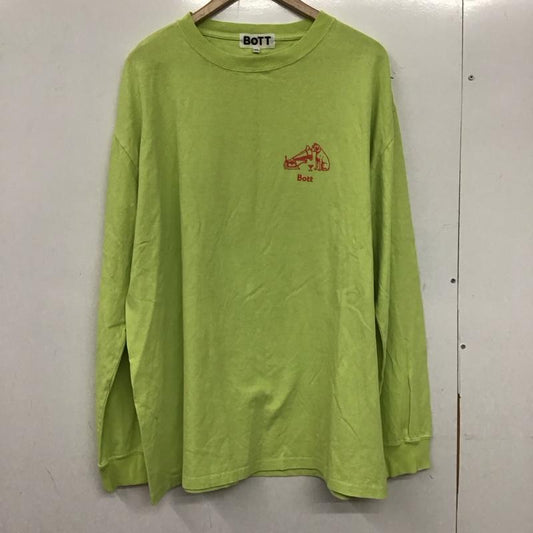 ボット BoTT カットソー 長袖 長袖カットソー プリントカットソー クルーネック XXL プリント 黄緑 / イエローグリーン /  メンズ USED 古着 中古 10137620
