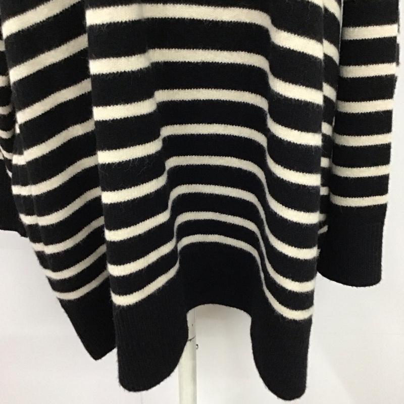 ザラ ZARA ニット、セーター 長袖 9667 125 105 クルーネック M ボーダー柄 黒 / ブラック / X 白 / ホワイト /  レディース USED 古着 中古 10121878
