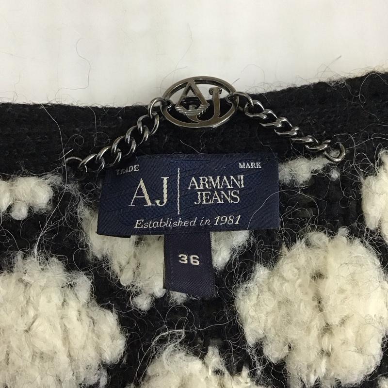 アルマーニジーンズ ARMANI JEANS カーディガン 長袖 ロング丈 ニットワンピース 36  白 / ホワイト / X 黒 / ブラック /  レディース USED 古着 中古 10122640