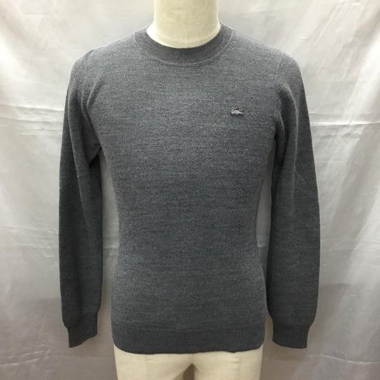 ラコステ LACOSTE ニット、セーター 長袖 長袖ニットカットソー ニット セーター クルーネックニット 2 ロゴ、文字 灰 / グレー /  メンズ USED 古着 中古 10113555