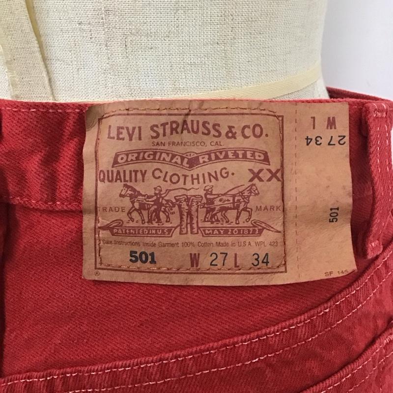 リーバイス Levi s パンツ デニム、ジーンズ 501 0651 ボタンフライ W27 L34 USA製 27インチ 無地 赤 / レッド /  レディース USED 古着 中古 10116486