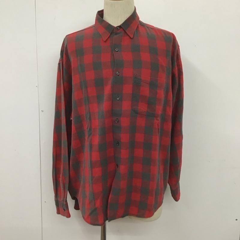 ギャップ GAP シャツ、ブラウス 長袖 胸ポケット XL チェック 赤 / レッド / X 灰 / グレー /  メンズ USED 古着 中古 10107049