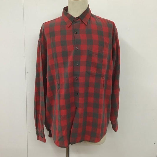 ギャップ GAP シャツ、ブラウス 長袖 胸ポケット XL チェック 赤 / レッド / X 灰 / グレー /  メンズ USED 古着 中古 10107049