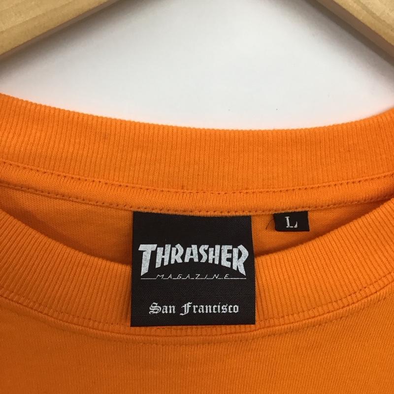 スラッシャー THRASHER Tシャツ 半袖 THMM-006 MAGAZINE COVER バックラバープリントTシャツ ビックシルエット L プリント 橙 / オレンジ /  メンズ USED 古着 中古 10134548