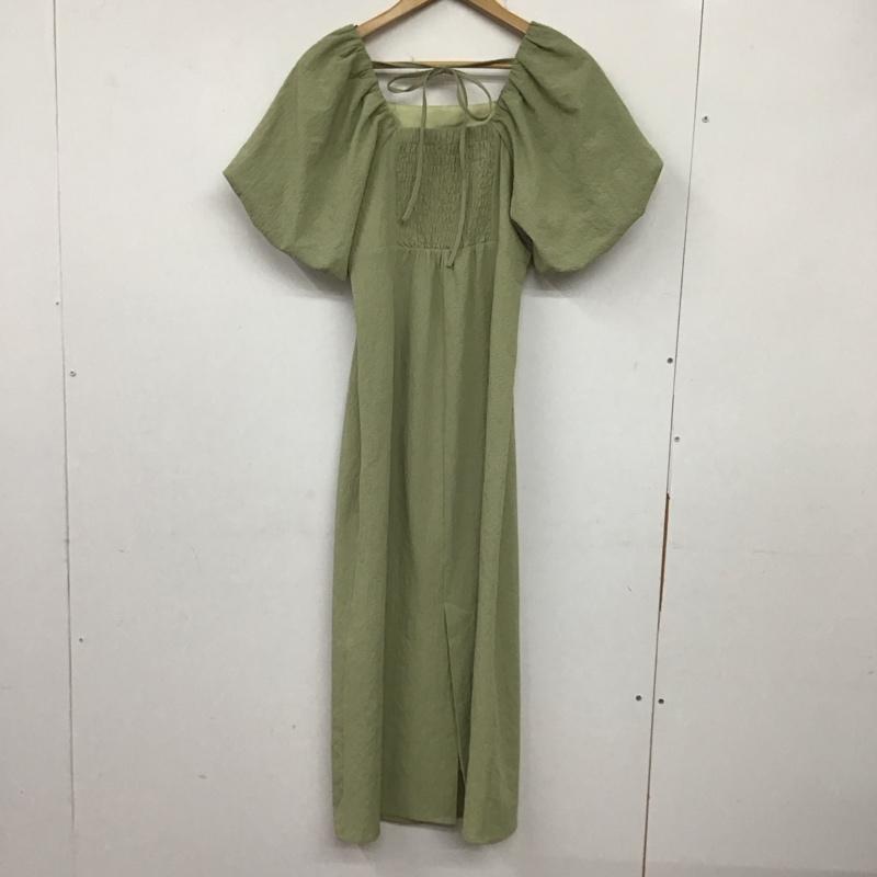 アルシーヴ archives ワンピース ロングスカート ar233009-21 半袖ロングワンピース パフスリーブ スクエアーネック M 無地 緑 / グリーン /  レディース USED 古着 中古 10137554