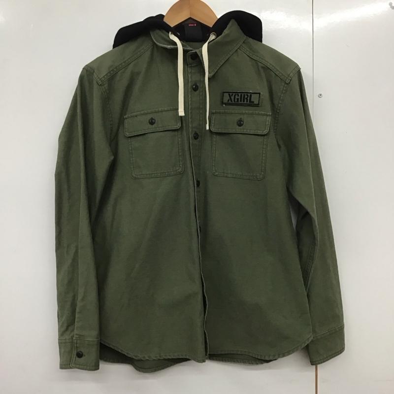 エックスガール X-girl シャツ、ブラウス 長袖 2 プリント カーキ / カーキ /  レディース USED 古着 中古 10140678