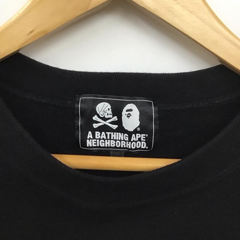アベイシングエイプ A BATHING APE トレーナー 長袖 001swj231901c NEIGHBORHOOD コラボ 長袖トレーナー クルーネックカットソー L ロゴ、文字 黒 / ブラック /  メンズ USED 古着 中古 10130970