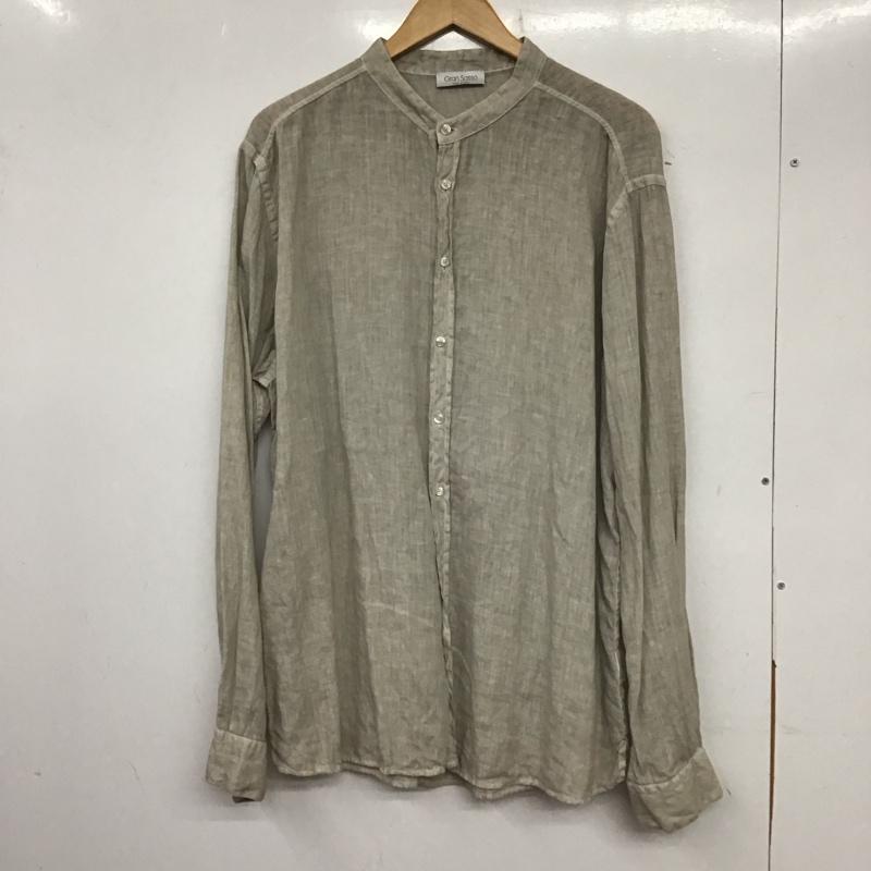 グランサッソ Gran Sasso シャツ、ブラウス 長袖 長袖シャツ 無地シャツ ノーカラーシャツ 無地 ベージュ / ベージュ /  メンズ USED 古着 中古 10137967