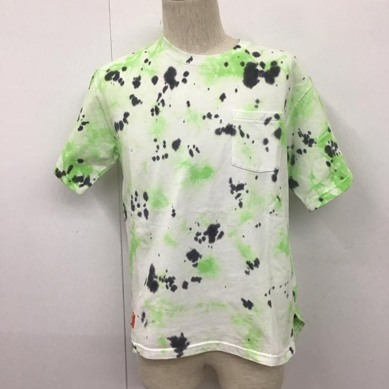 ルーカ RVCA Tシャツ 半袖 BB043-200 タイダイ スリーブロゴ S 総柄 白 / ホワイト / X 薄緑 / ライトグリーン / X 黒 / ブラック /  メンズ USED 古着 中古 10111563